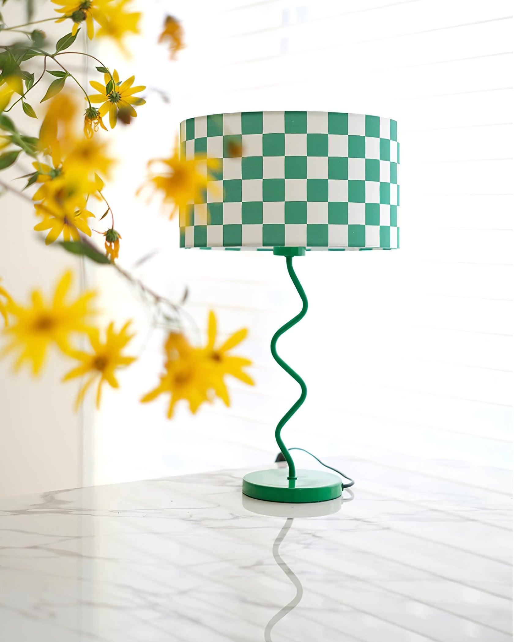 Green Grid Modern Table Lamp - Cueteks