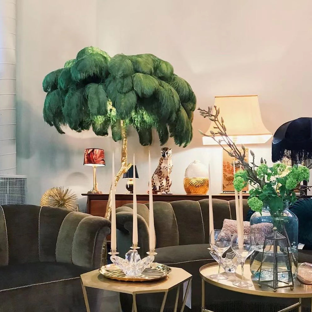Colorful Ostrich Feather Floor Lamp - Cueteks