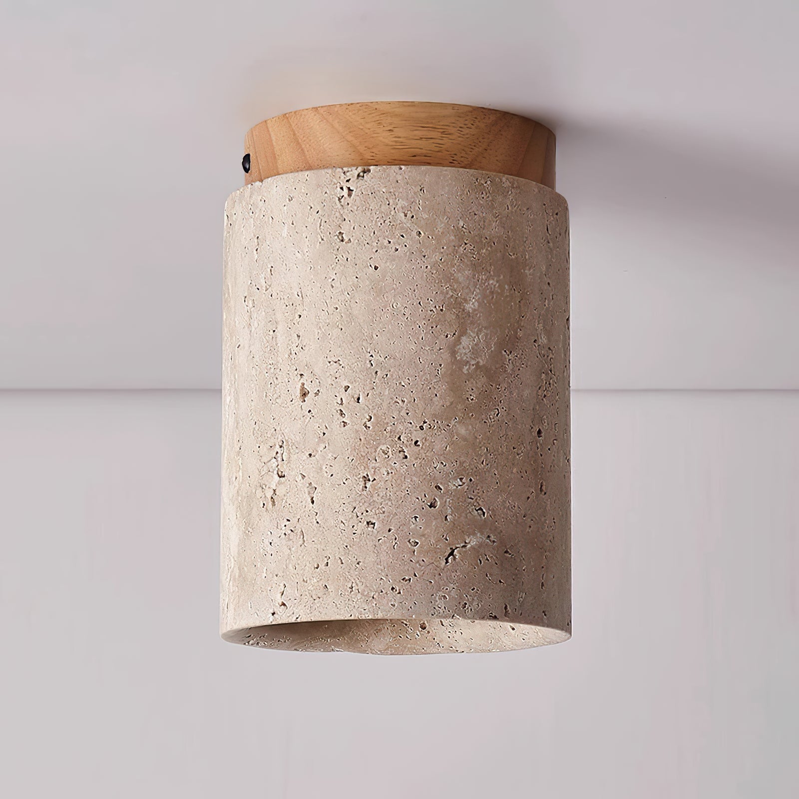 Wood and Stone Modern Flush Mount Light - Cueteks