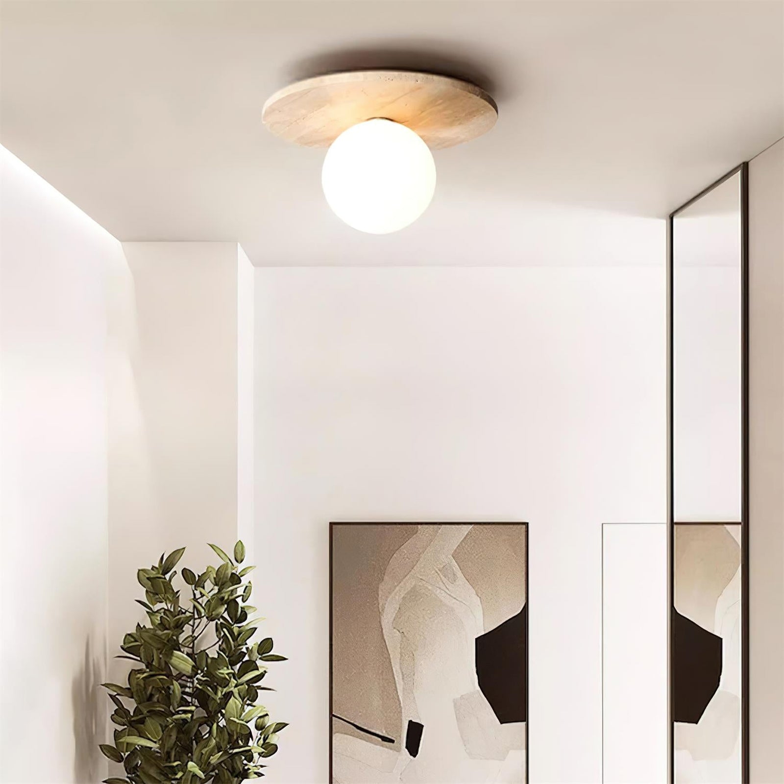 Minimalist Stone Disc Ceiling Light - Cueteks