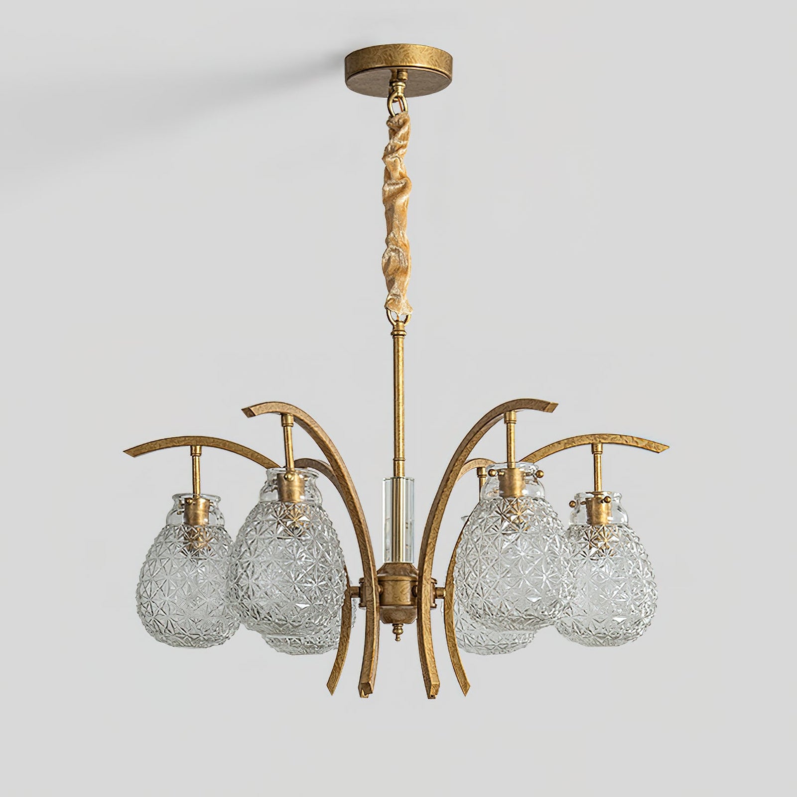Golden floral glass chandelier - Cueteks