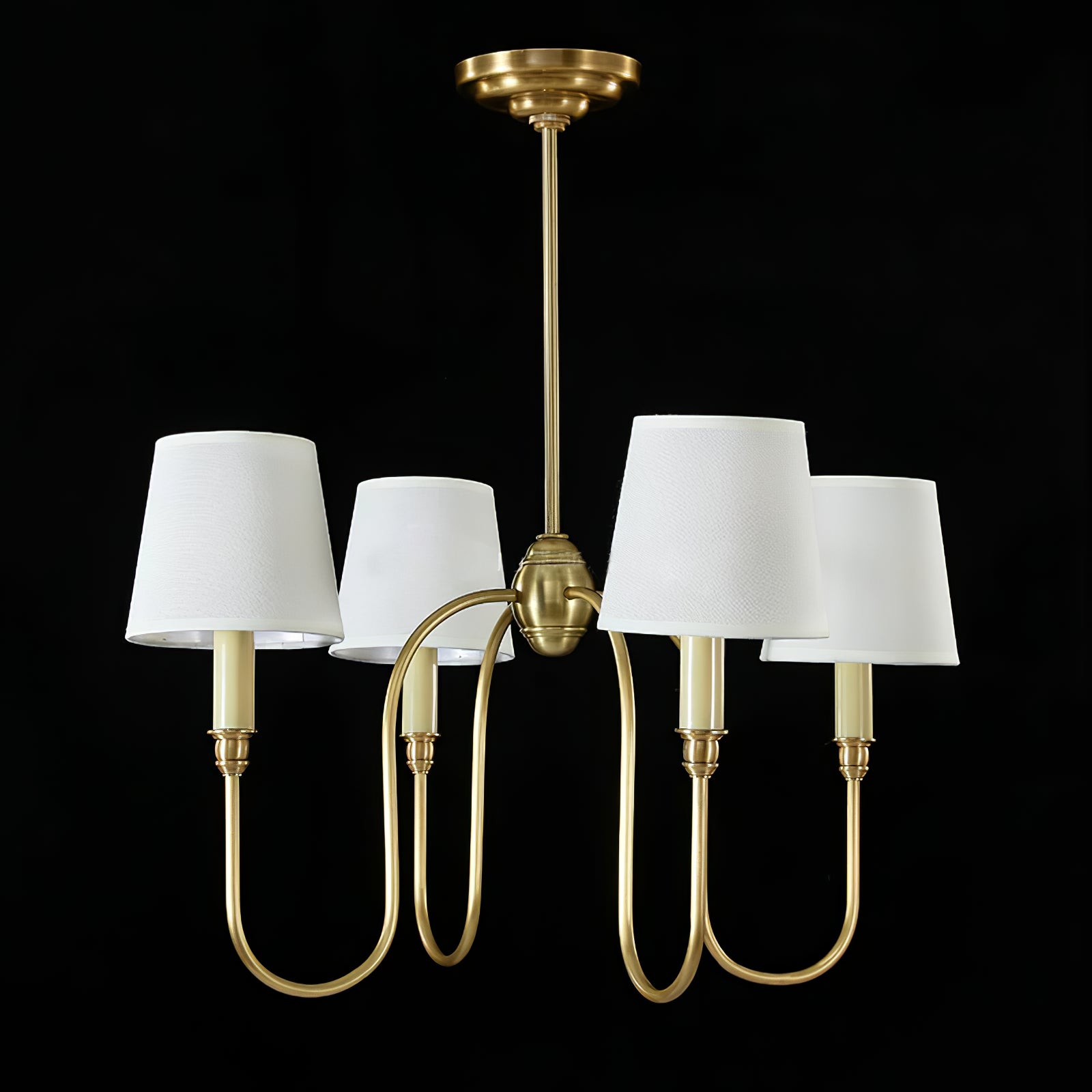 Classic 4-Light Brass Chandelier with Shades - Cueteks