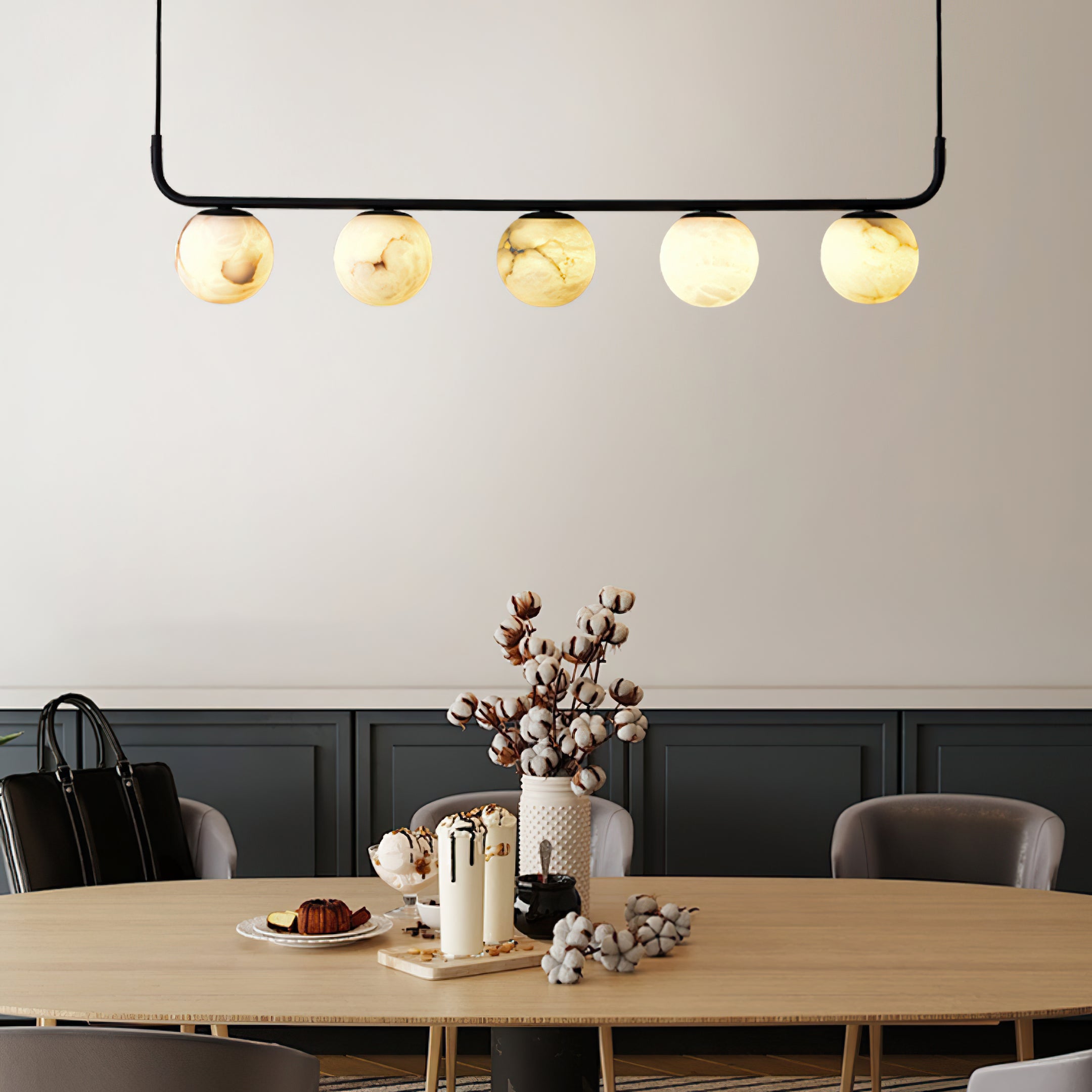 Tribeca Rohr 5 Alabaster Pendant Lamp - Cueteks