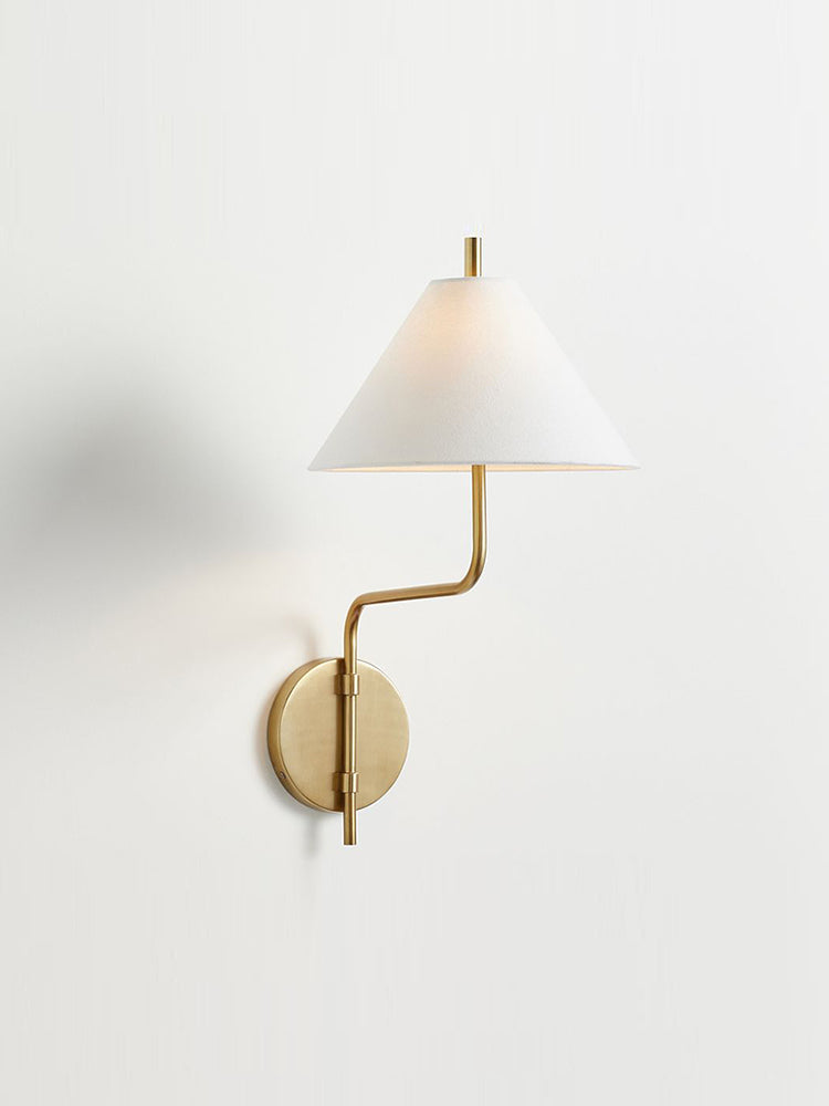 Fabric Lampshade Brass Curved Wall Lamp - Cueteks