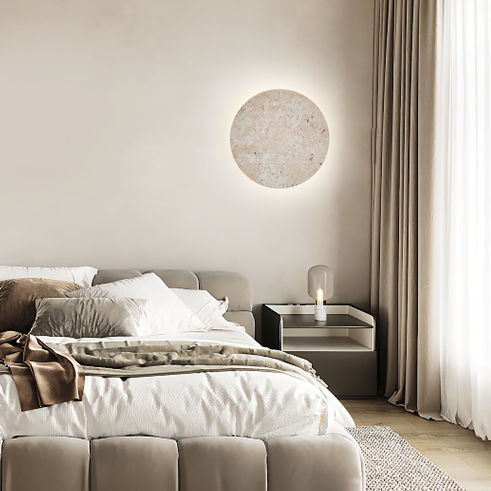 Round Natural Stone LED Wall Light - Cueteks