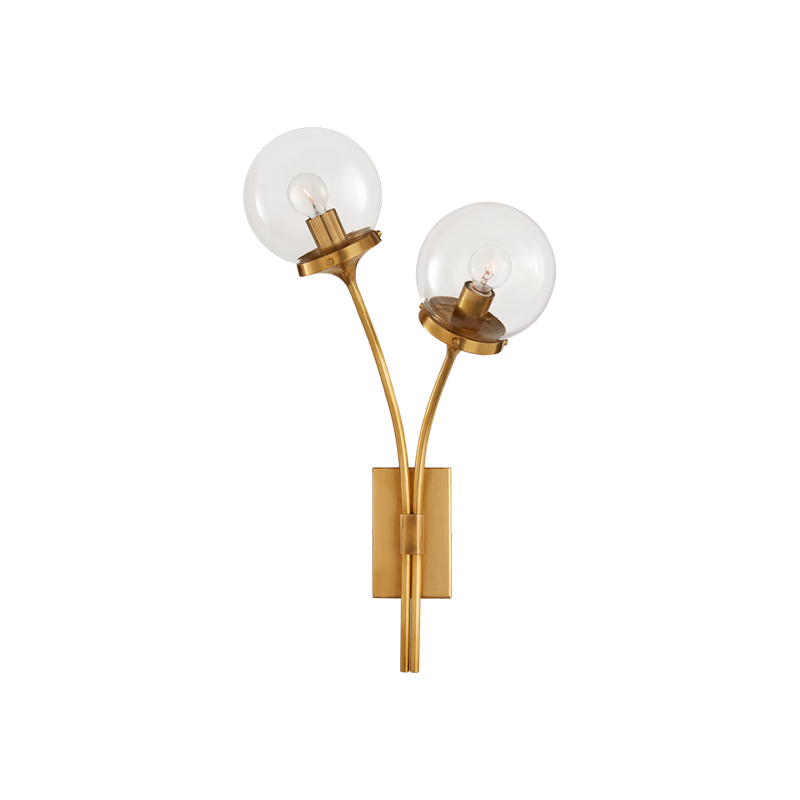 Antique Brass Clear Glass Right sconce