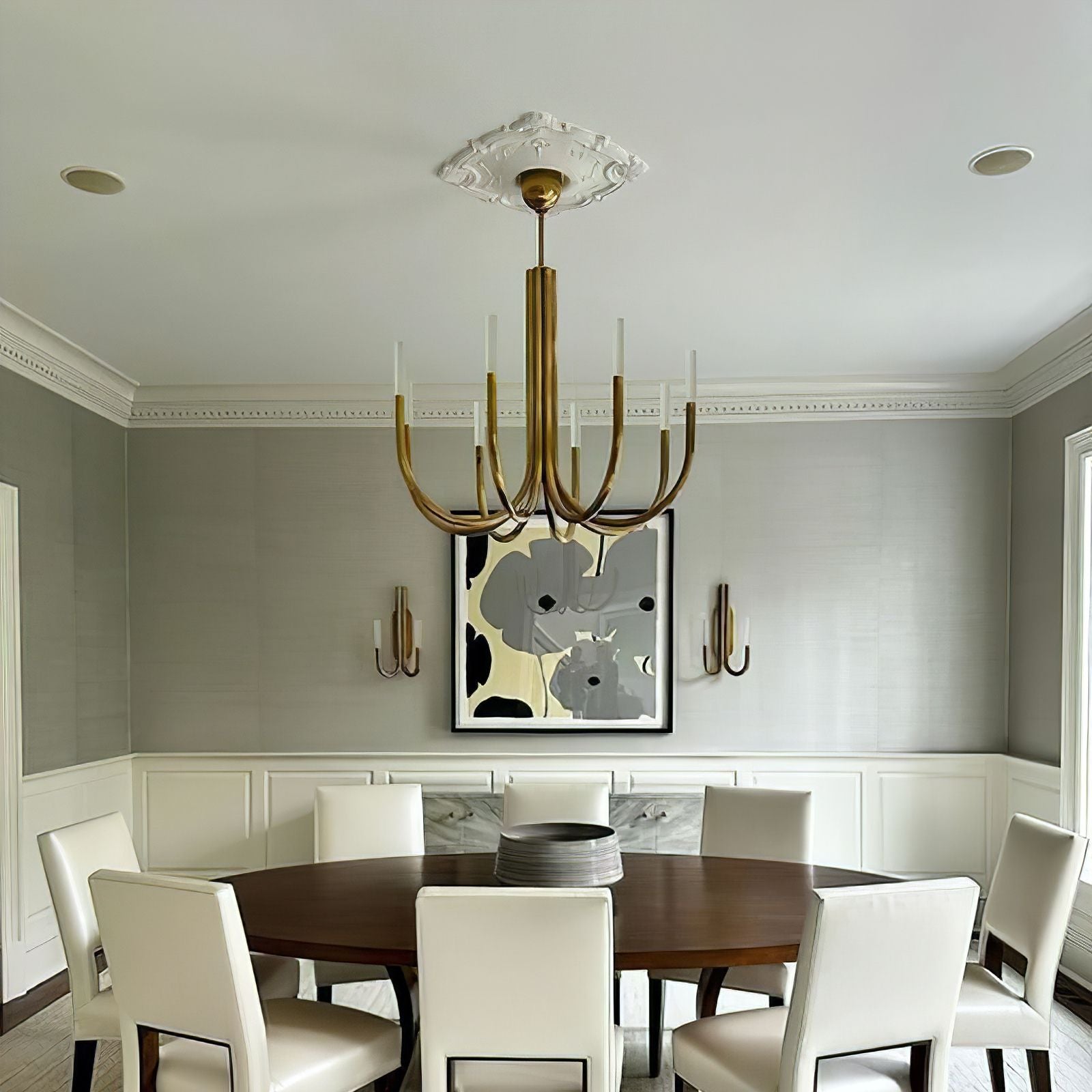 Rousseau 8-Light Brass Candle Chandelier - Cueteks