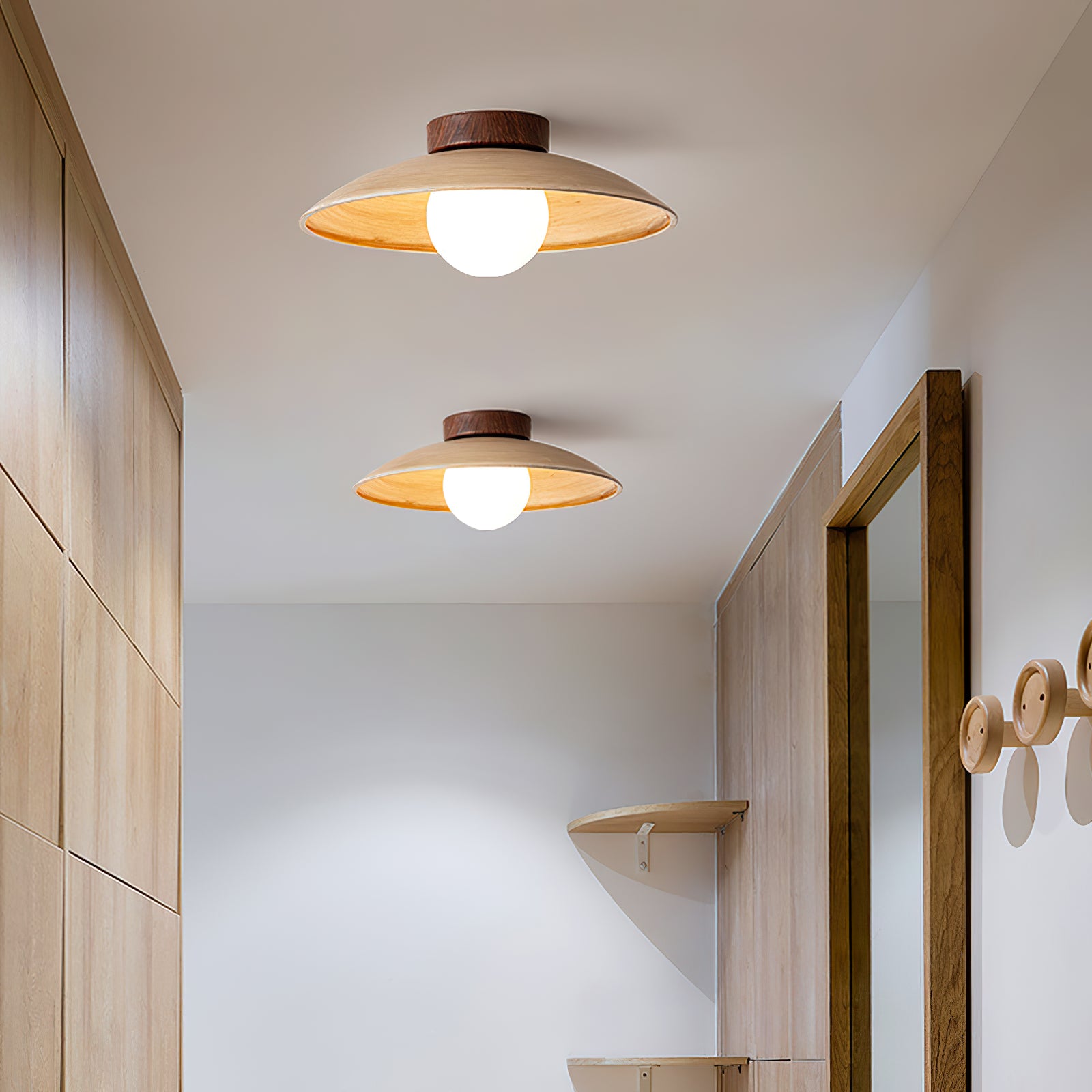 Vintage Wood Dome Ceiling Light - Cueteks