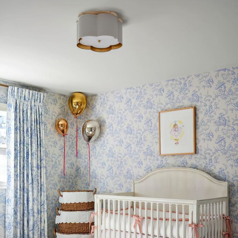 Scalloped Gold Trim Ceiling Light - Cueteks