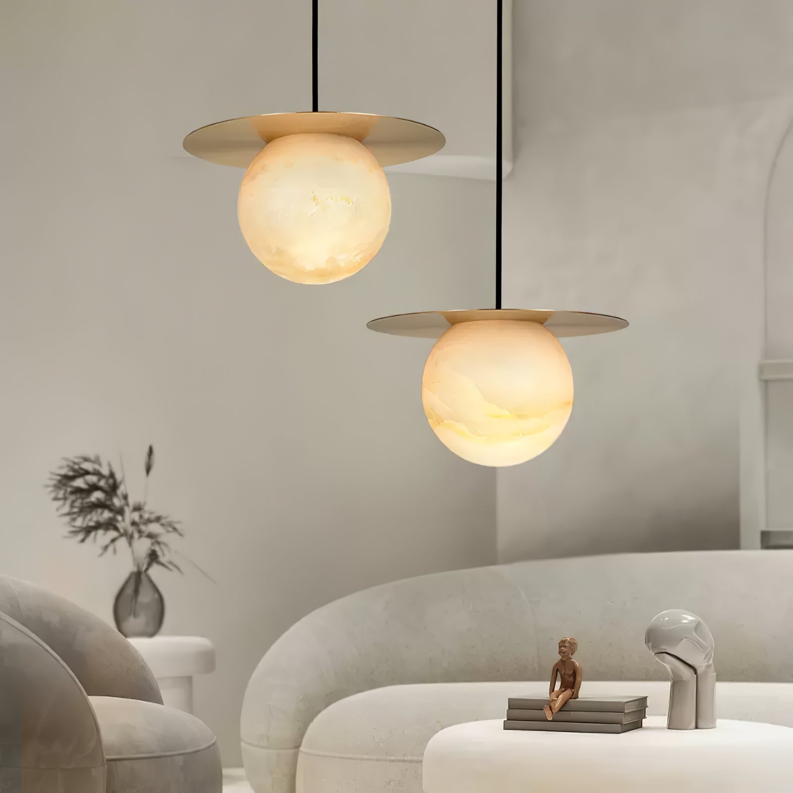 Disc Alabaster Pendant Light - Cueteks