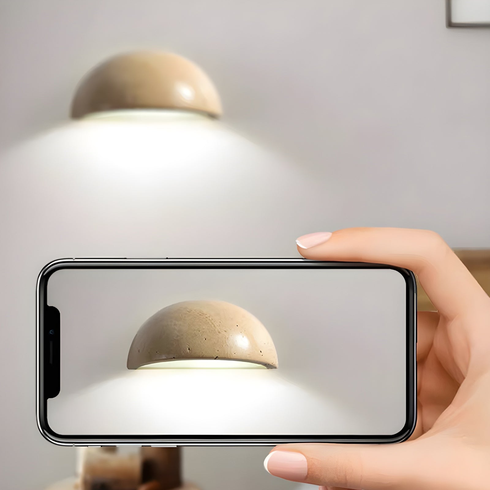 Mid-Century Semi-Circle Stone Wall Lamp - Cueteks