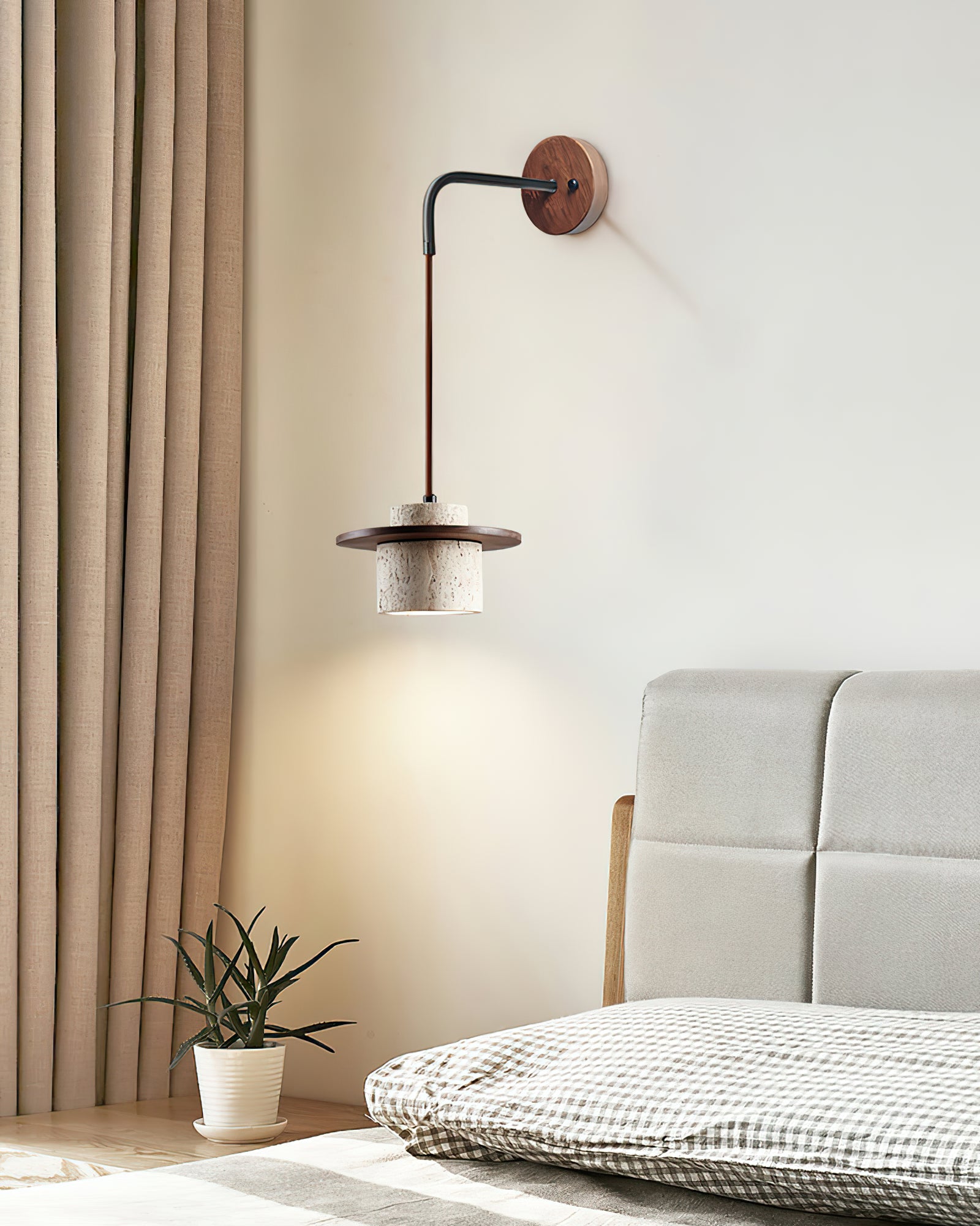 Rustic Textured Cata  Stone Wall Lamp - Cueteks