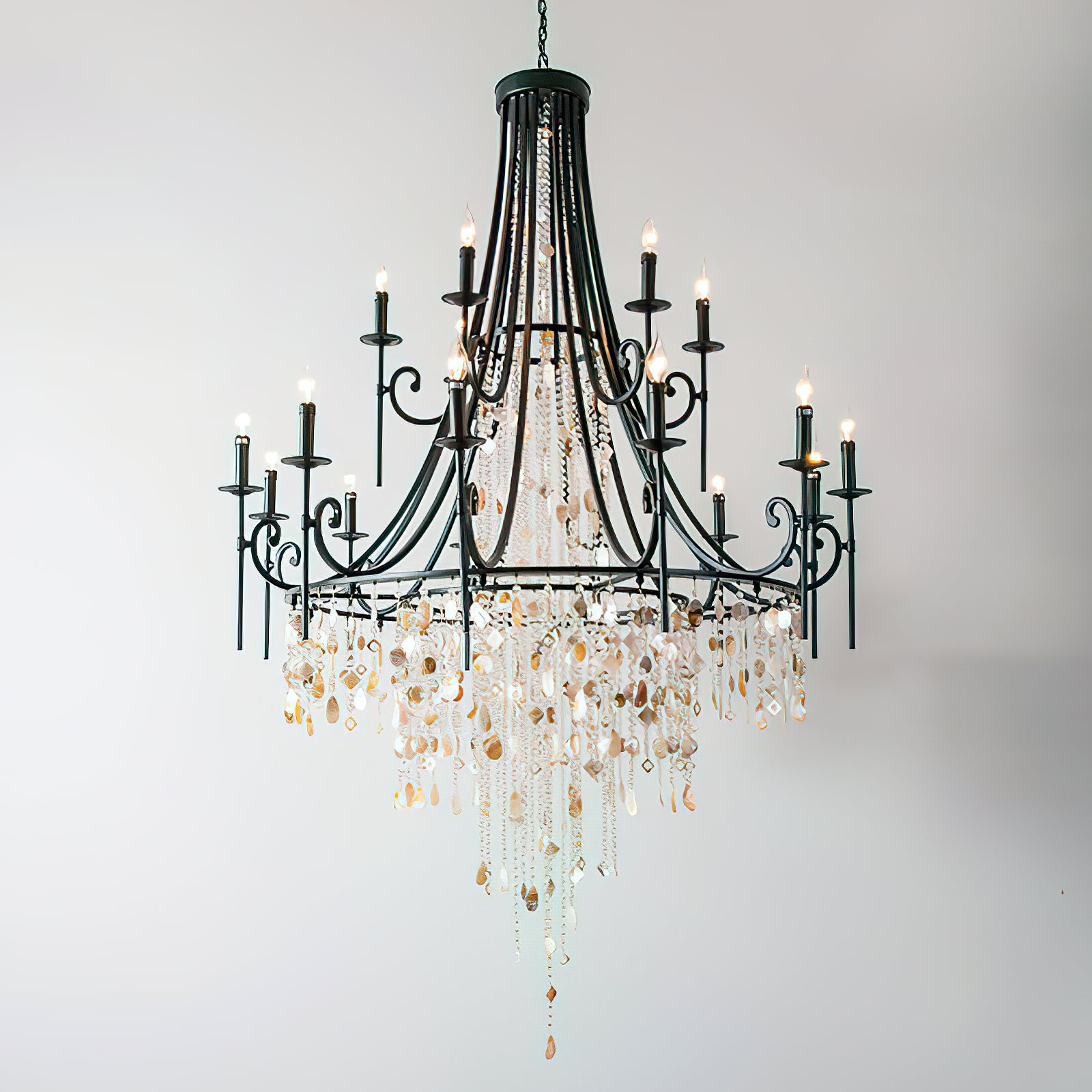 Tatum Lux American Shell Crystal Chandelier - Cueteks