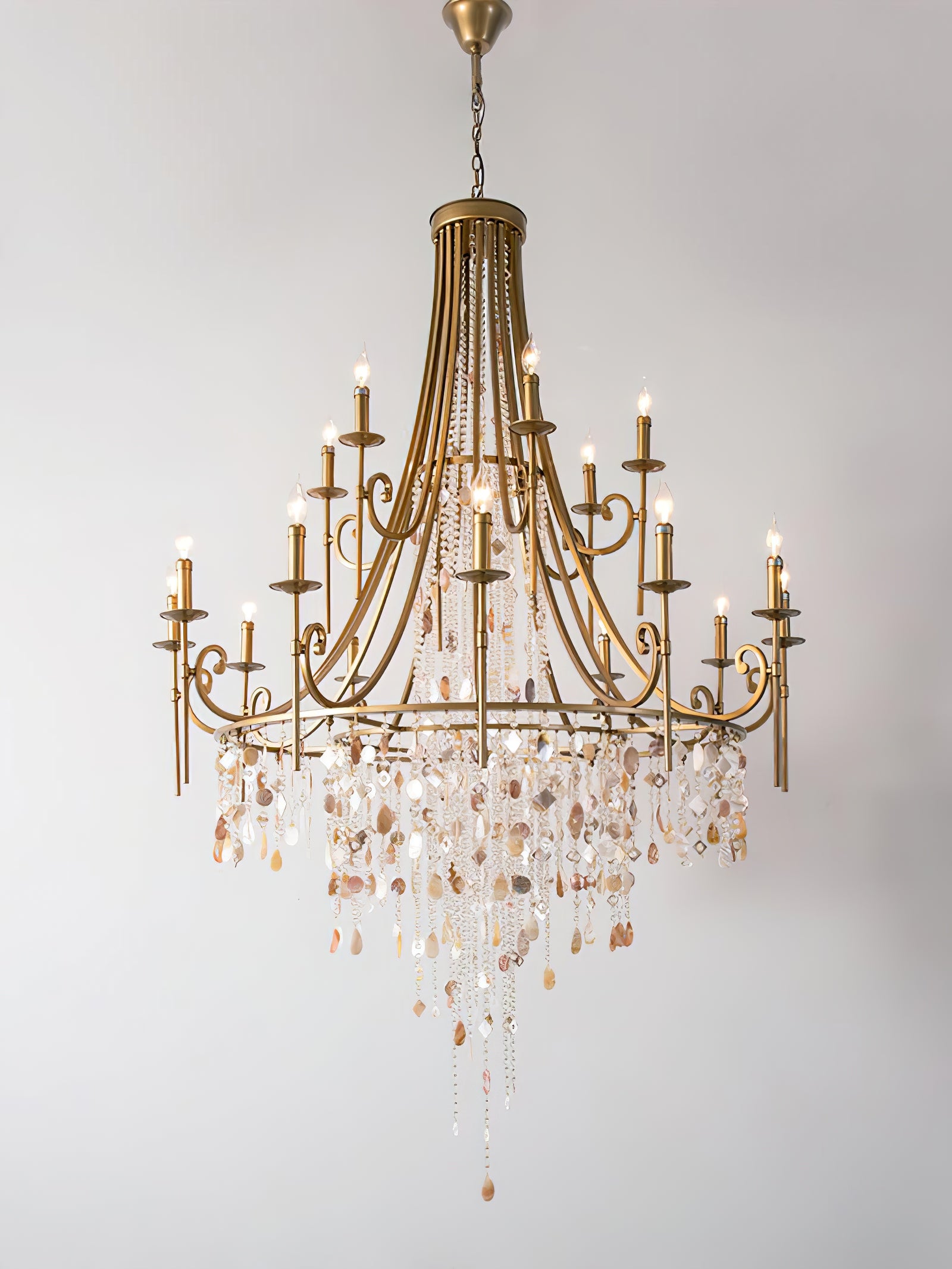 Tatum Lux American Shell Crystal Chandelier - Cueteks