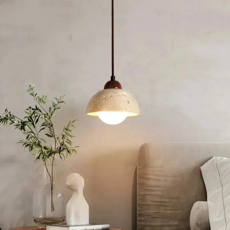 Wabi-Sabi Textured Stone Pendant Light - Cueteks