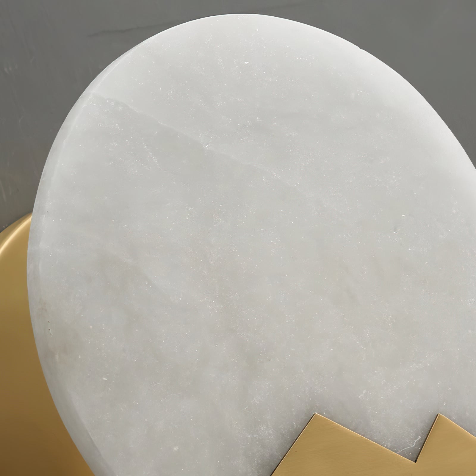 Brass and Alabaster Round Wall Light - Cueteks