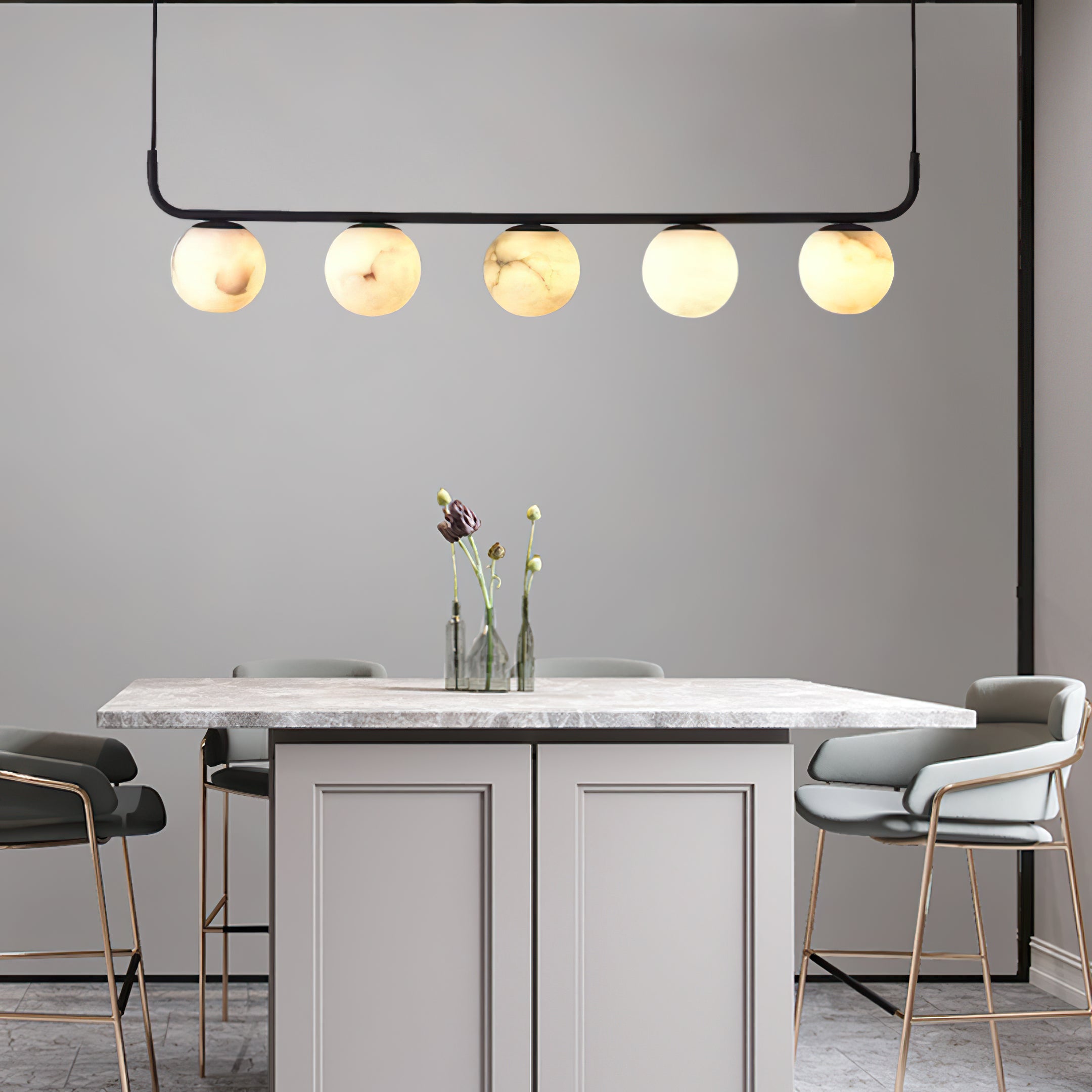 Tribeca Rohr 5 Alabaster Pendant Lamp - Cueteks