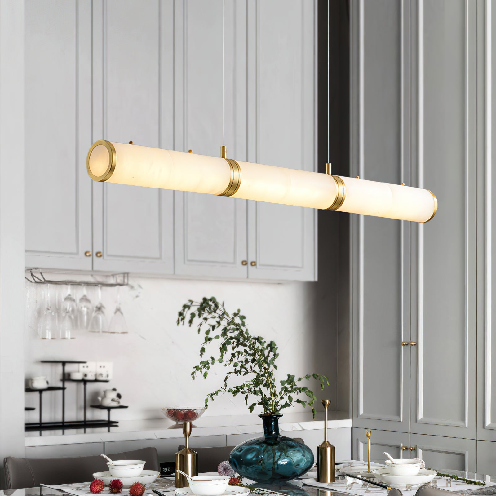 Alabaster Column Linear Chandelier - Cueteks
