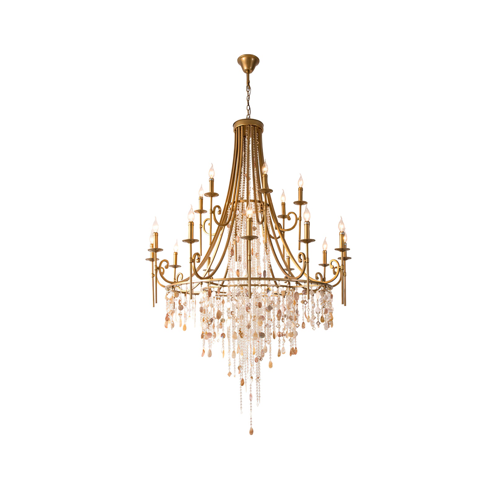 Tatum Lux American Shell Crystal Chandelier - Cueteks
