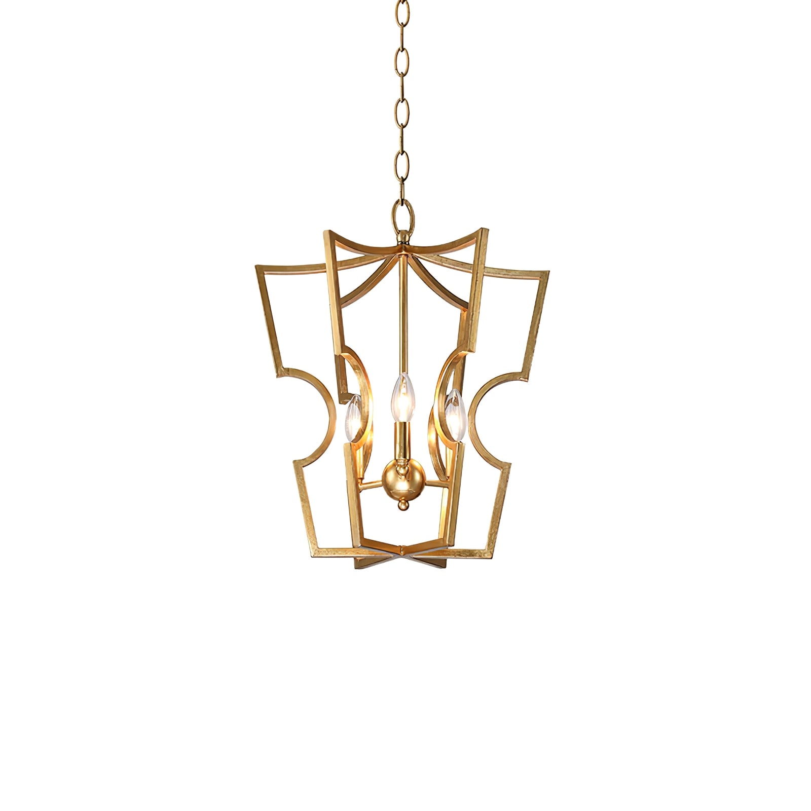 Rustic gold lantern chandelier - Cueteks