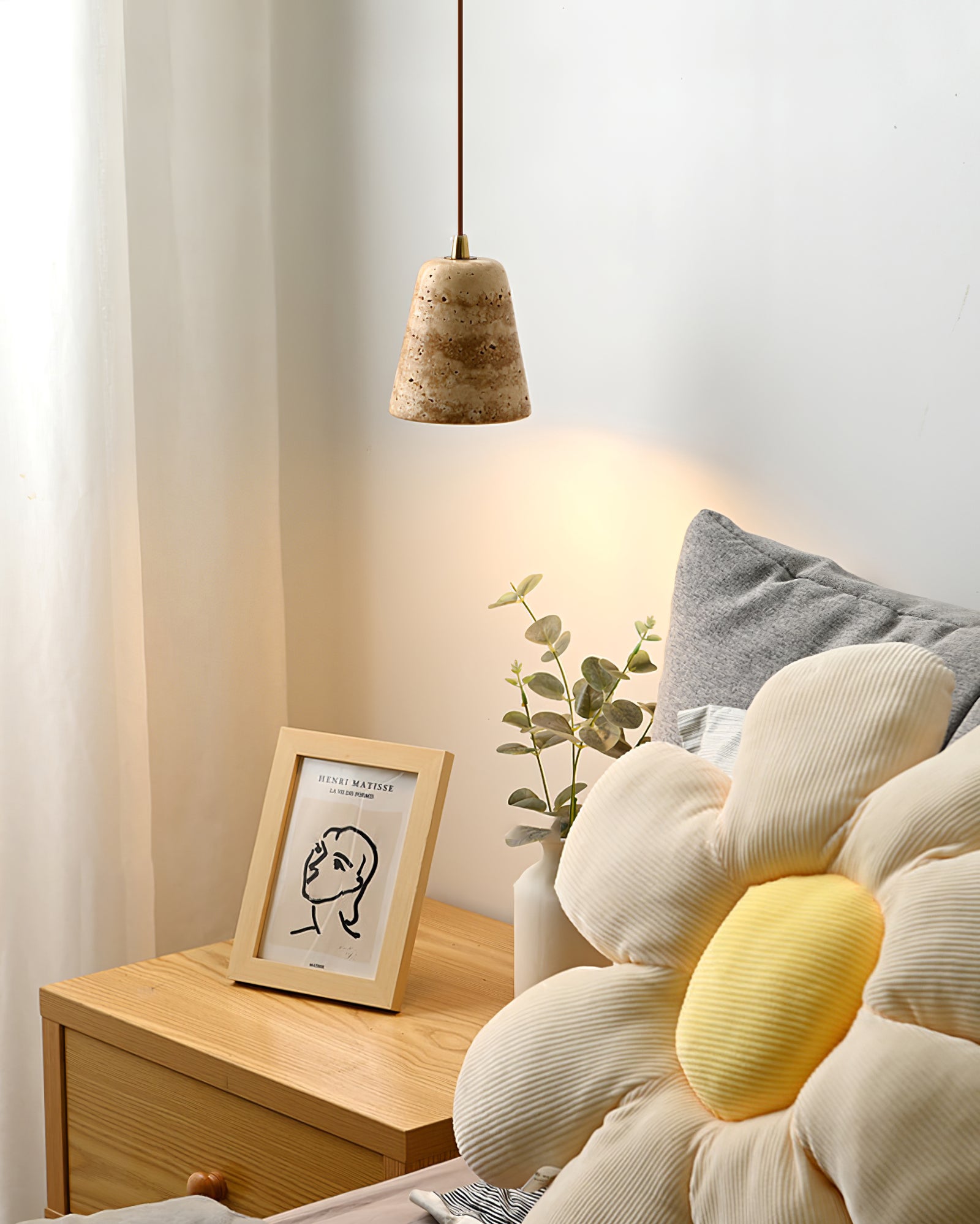 Yellow Travertine Cone Chandelier - Cueteks