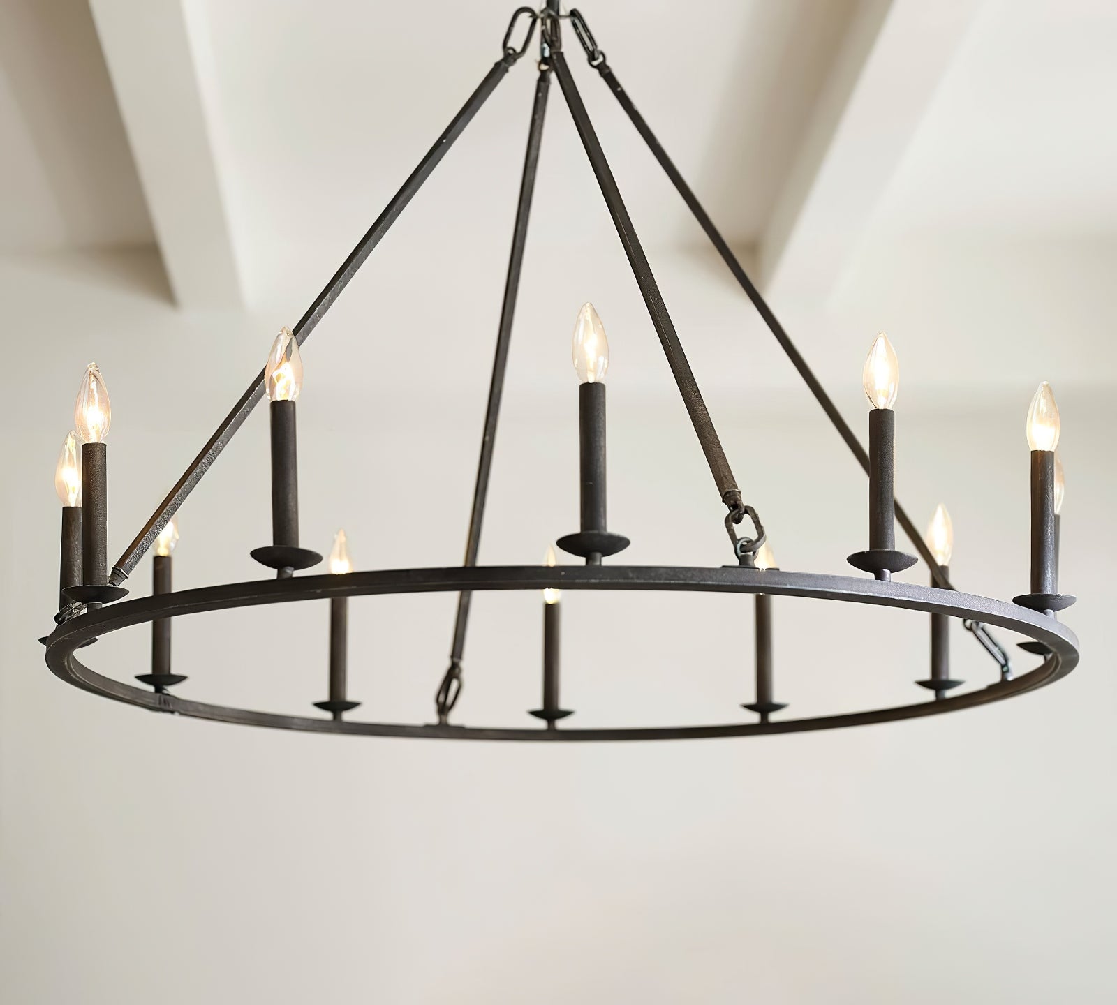Black Round Farmhouse Candle Chandelier - Cueteks