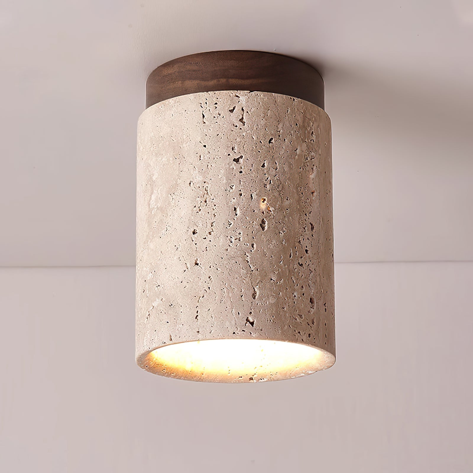 Wood and Stone Modern Flush Mount Light - Cueteks