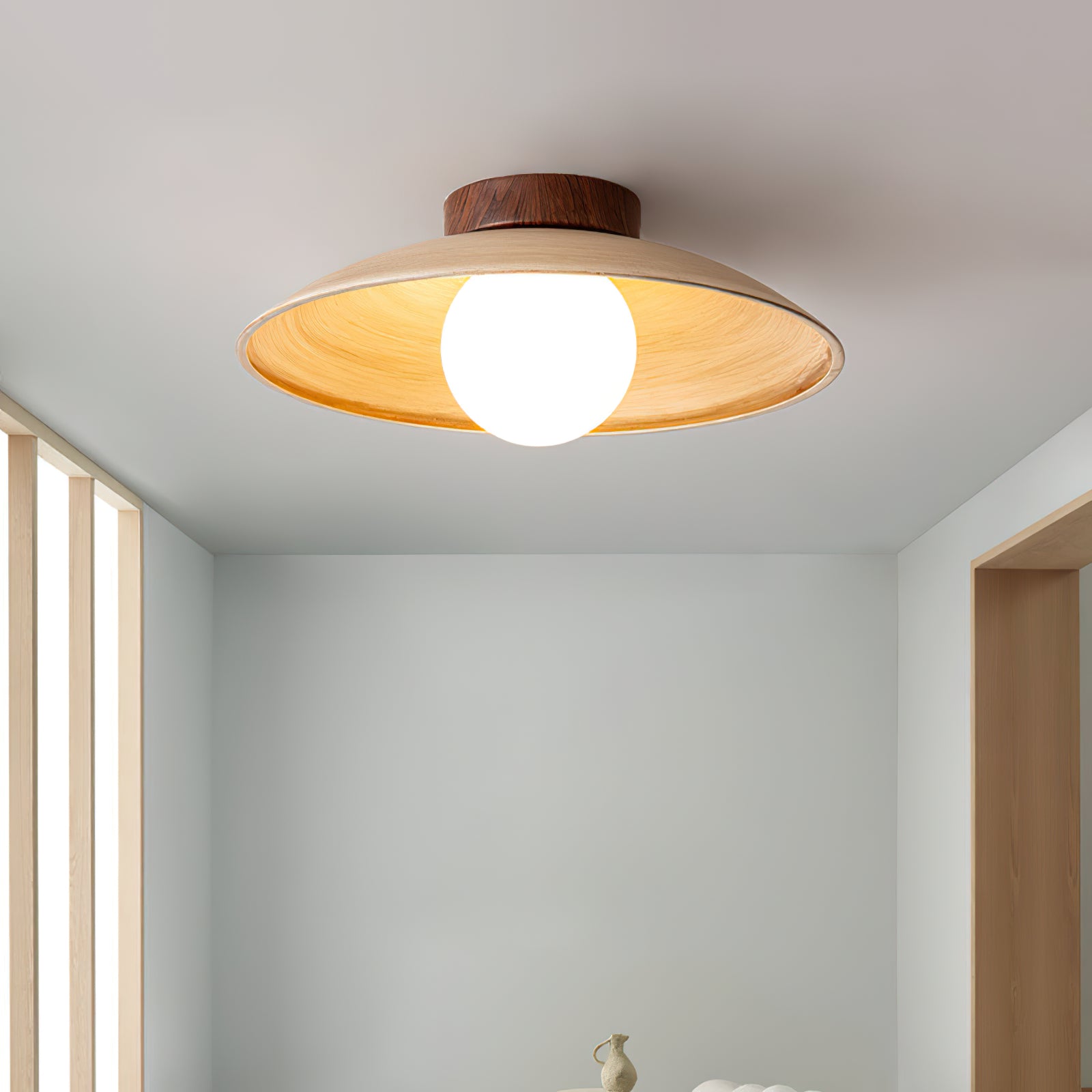 Vintage Wood Dome Ceiling Light - Cueteks