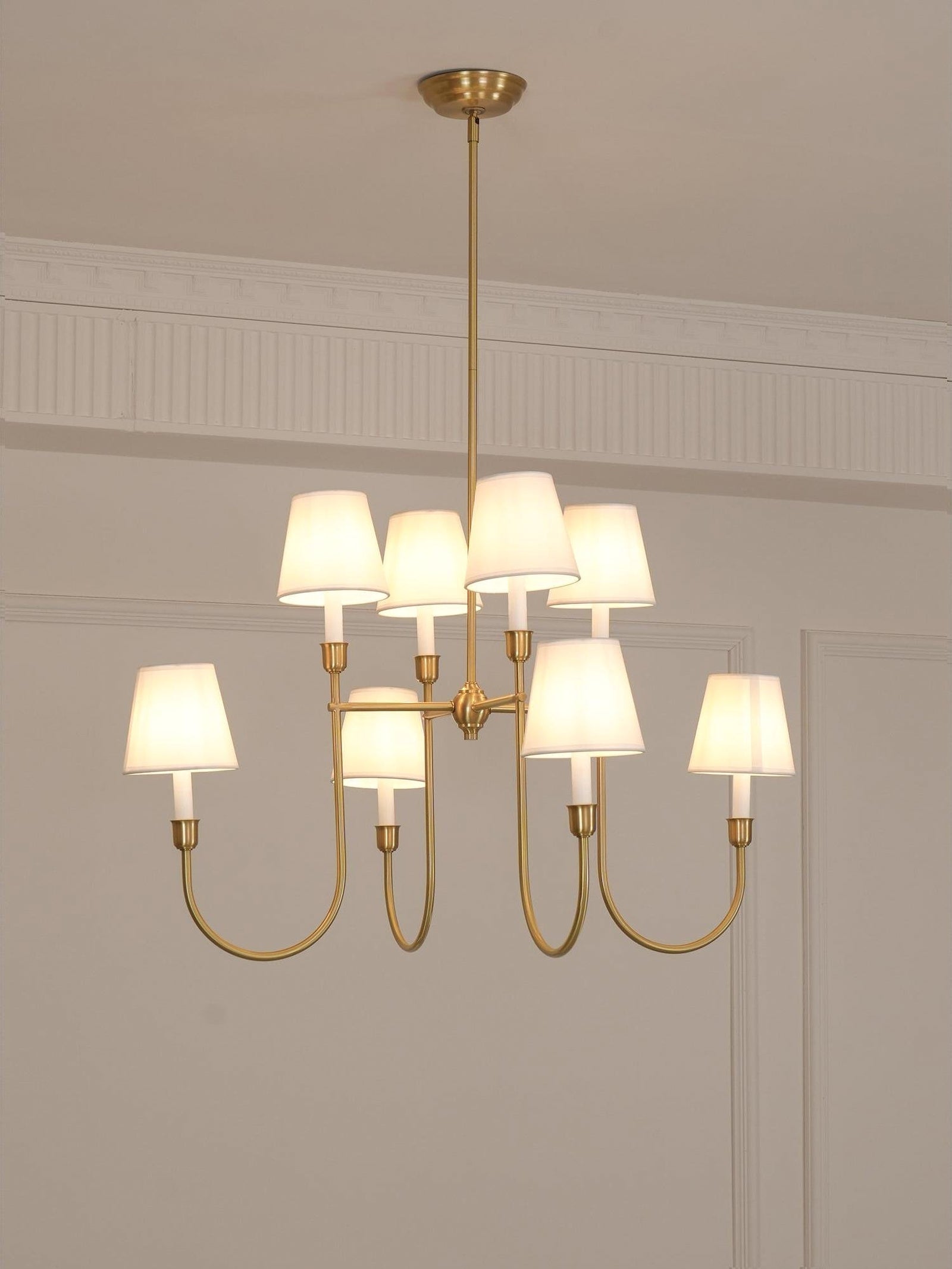 Vendome Gold Fabric Shade Chandelier - Cueteks