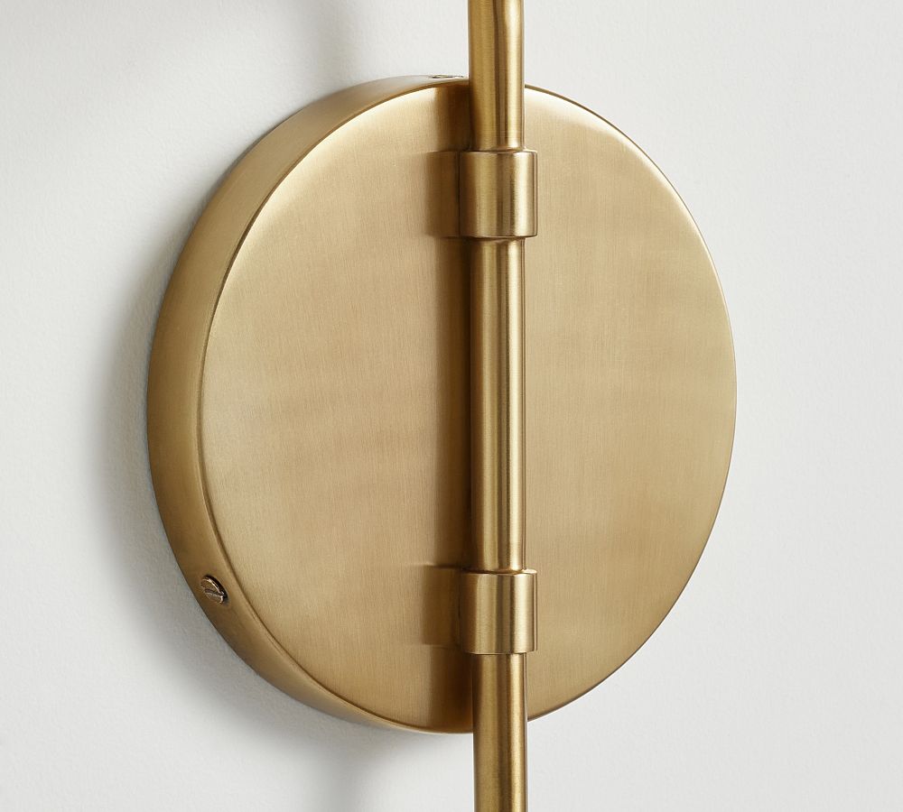 Fabric Lampshade Brass Curved Wall Lamp - Cueteks