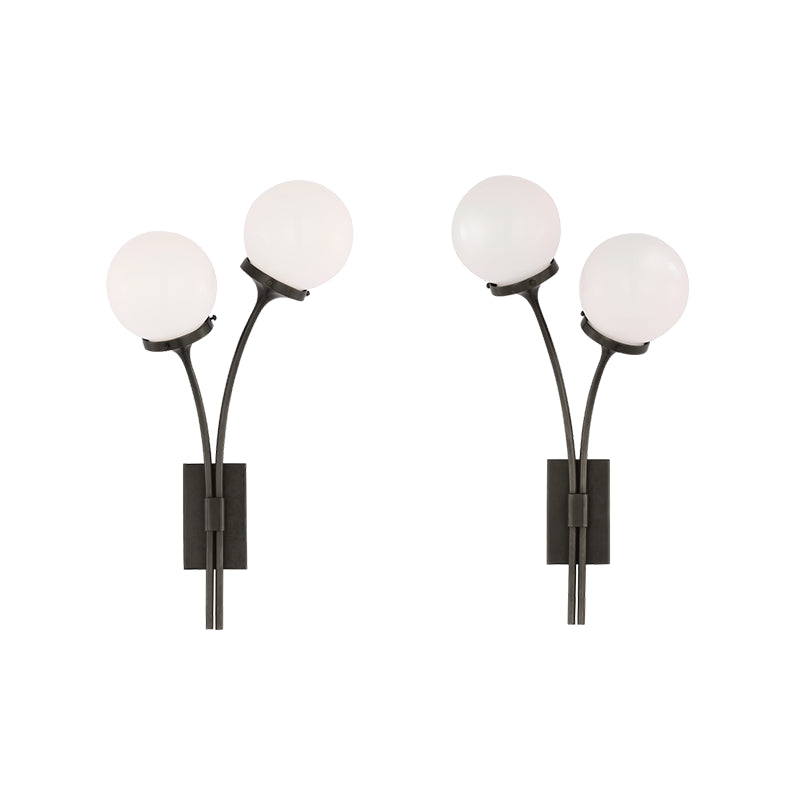 Antique Black White Glass left-and-right sconce set
