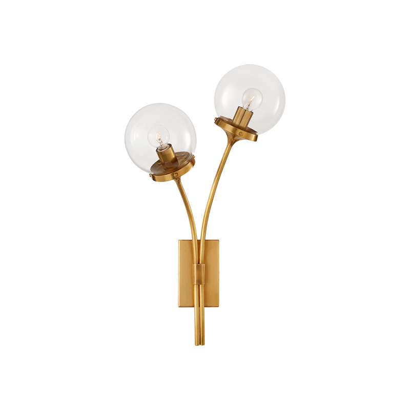 Antique Brass Clear Glass Left sconce