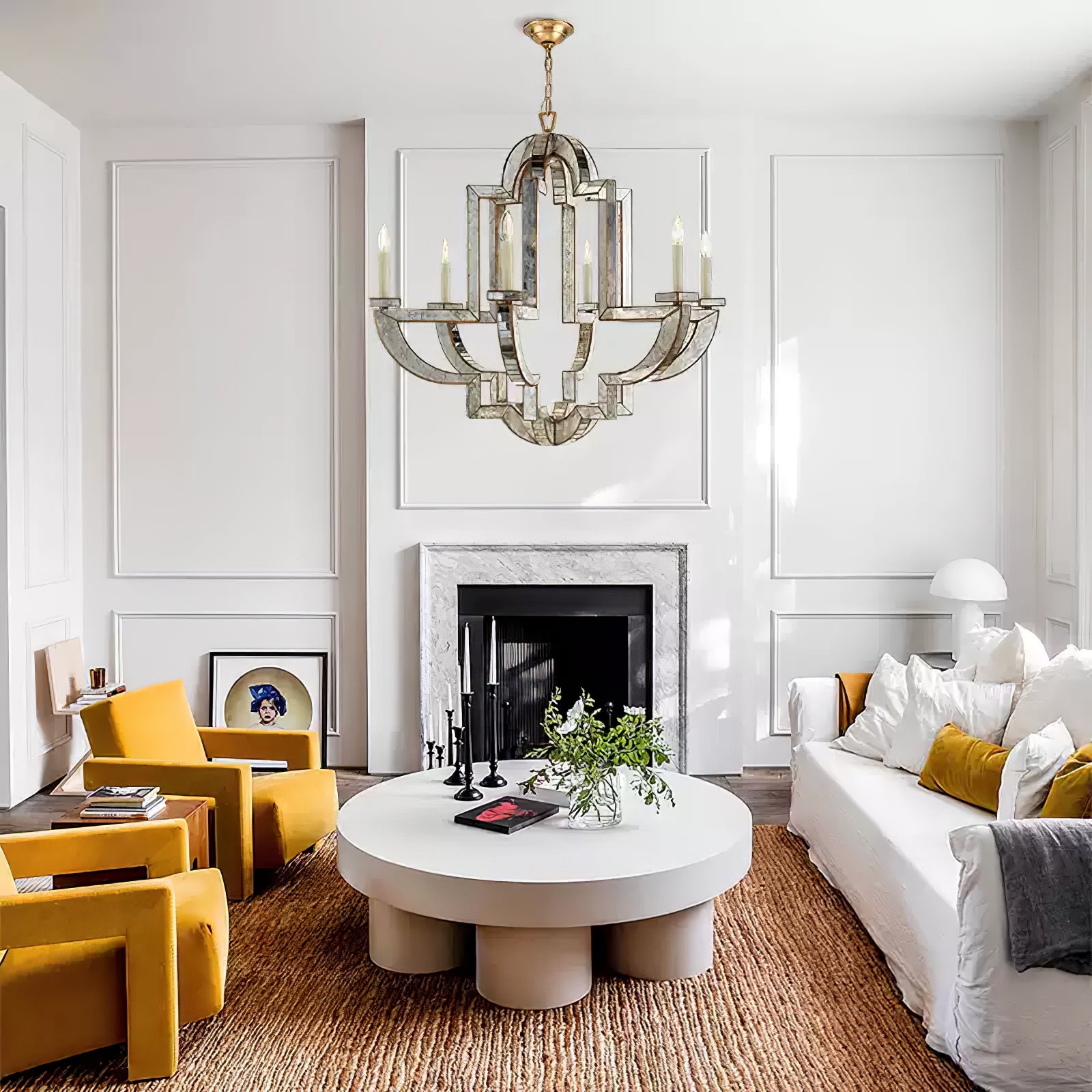 Art Deco Mirrored Candle Chandelier - Cueteks