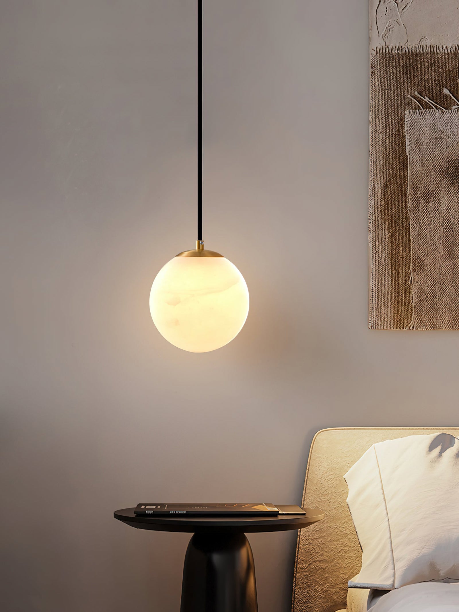 Amber Alabaster Globe Pendant Light - Cueteks