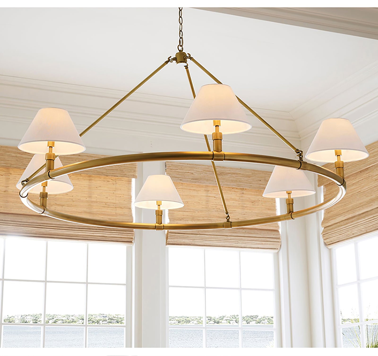 Black Metal Ring Chandelier with Cone Shades - Cueteks