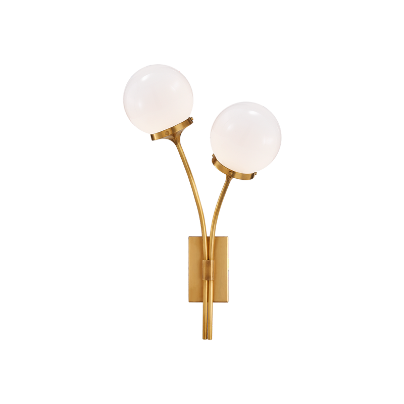 Antique Brass White Glass Right sconce