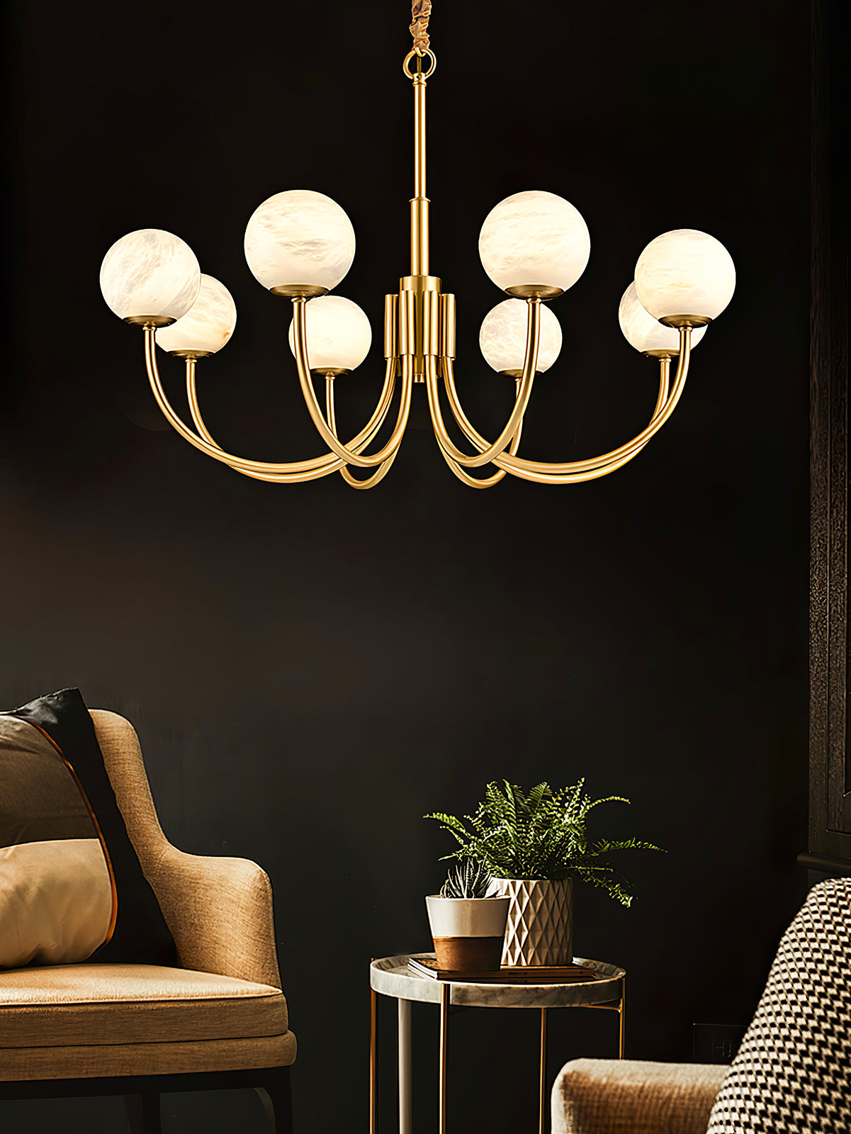 Aurelian Alabaster Globe Chandelier - Cueteks