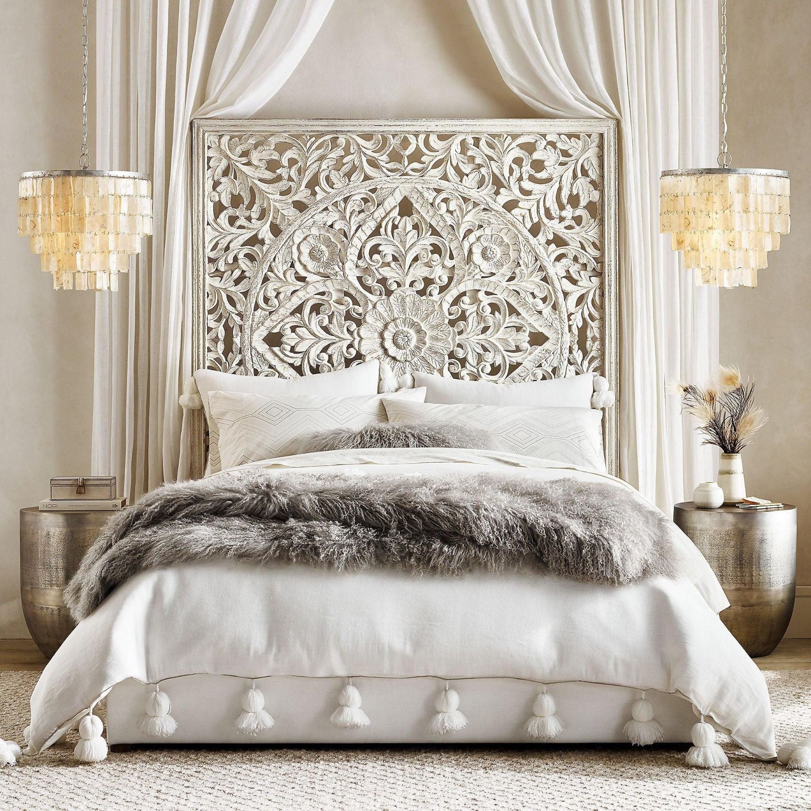 Tiered Capiz Skye Chandelier - Cueteks