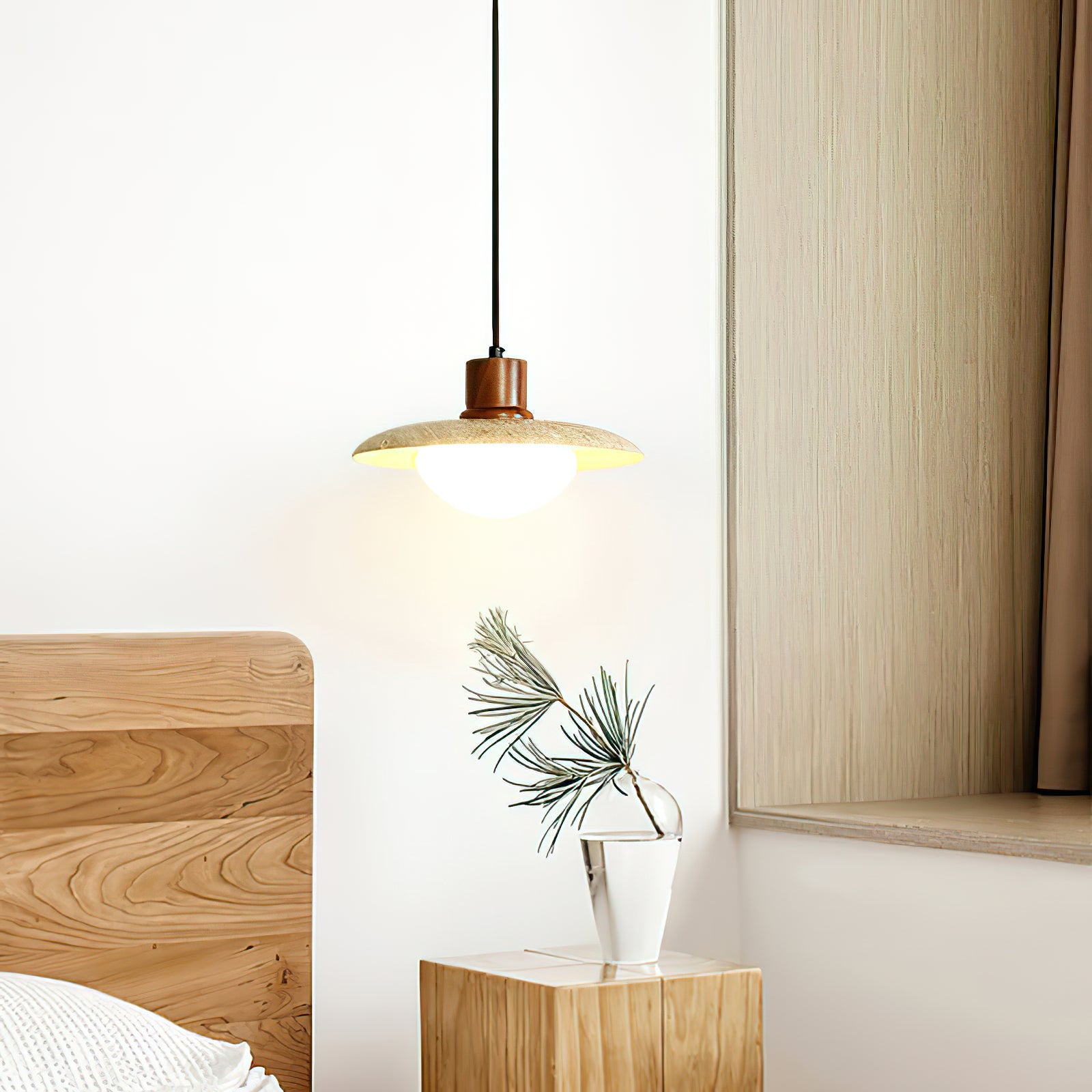Japanese Modern Travertine Hanging Light - Cueteks