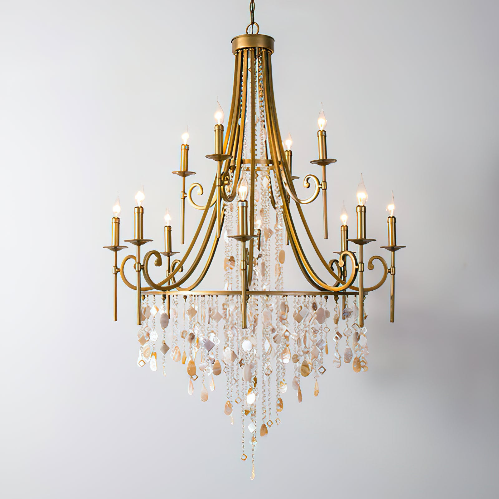 Tatum Lux American Shell Crystal Chandelier - Cueteks