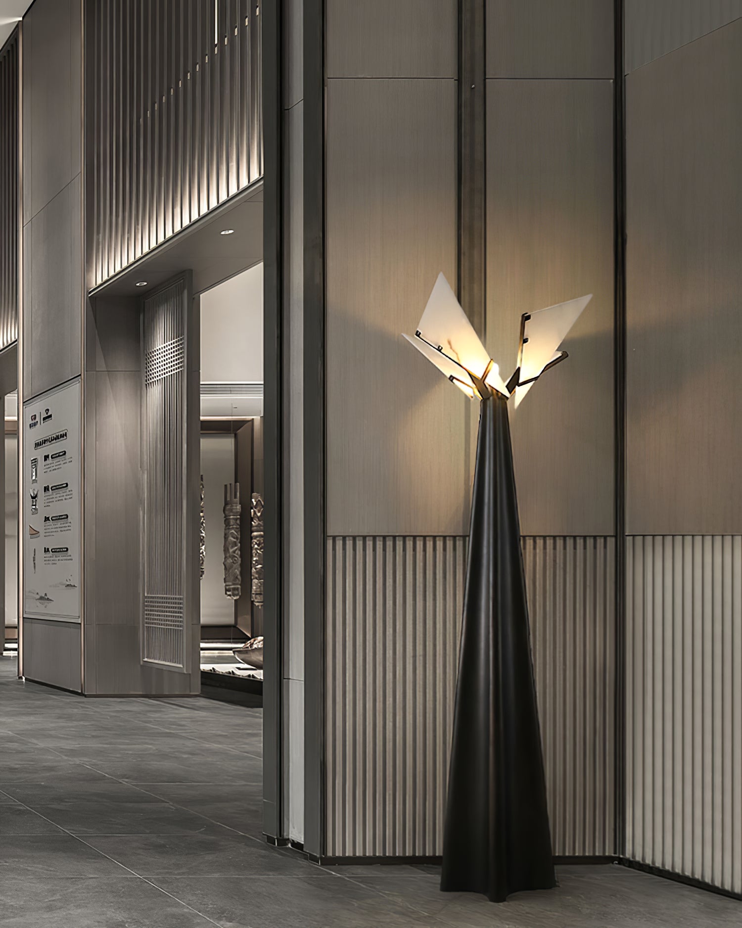 Abstract Black and Alabaster Floor Light - Cueteks
