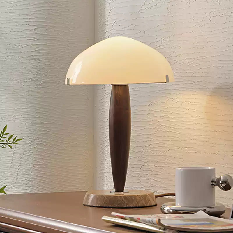 Scandi Walnut Dome Table Lamp - Cueteks