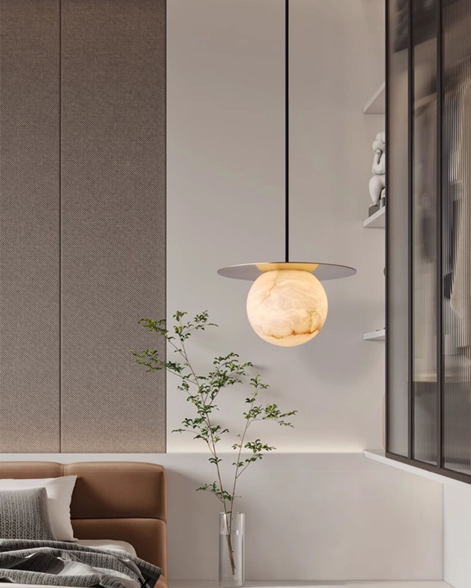 Disc Alabaster Pendant Light - Cueteks