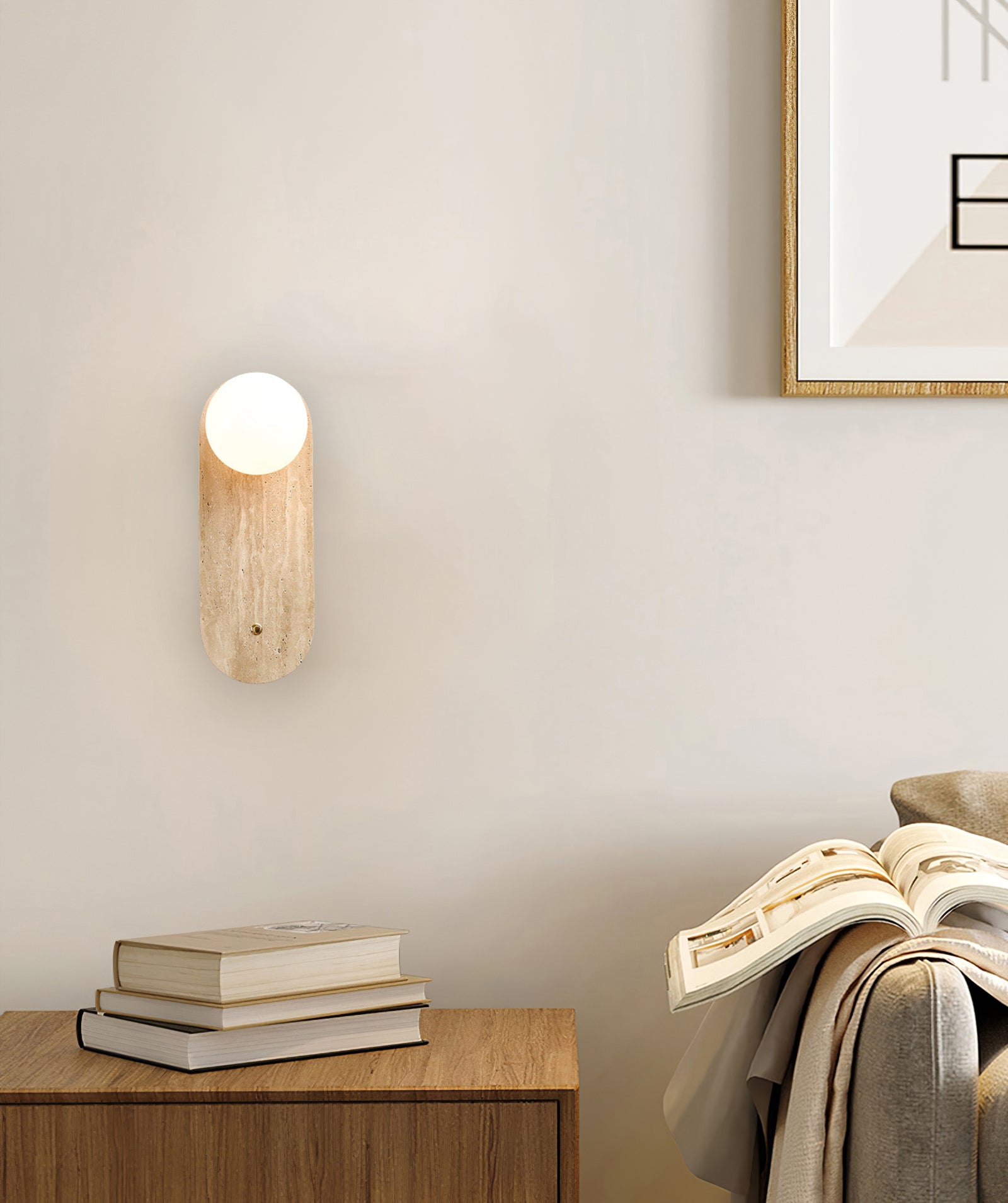 Yellow Oval Travertine Wall Sconce - Cueteks