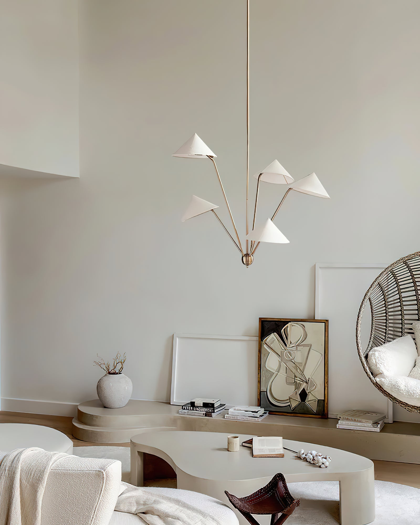 5-Arm Fabric Cone Chandelier - Cueteks
