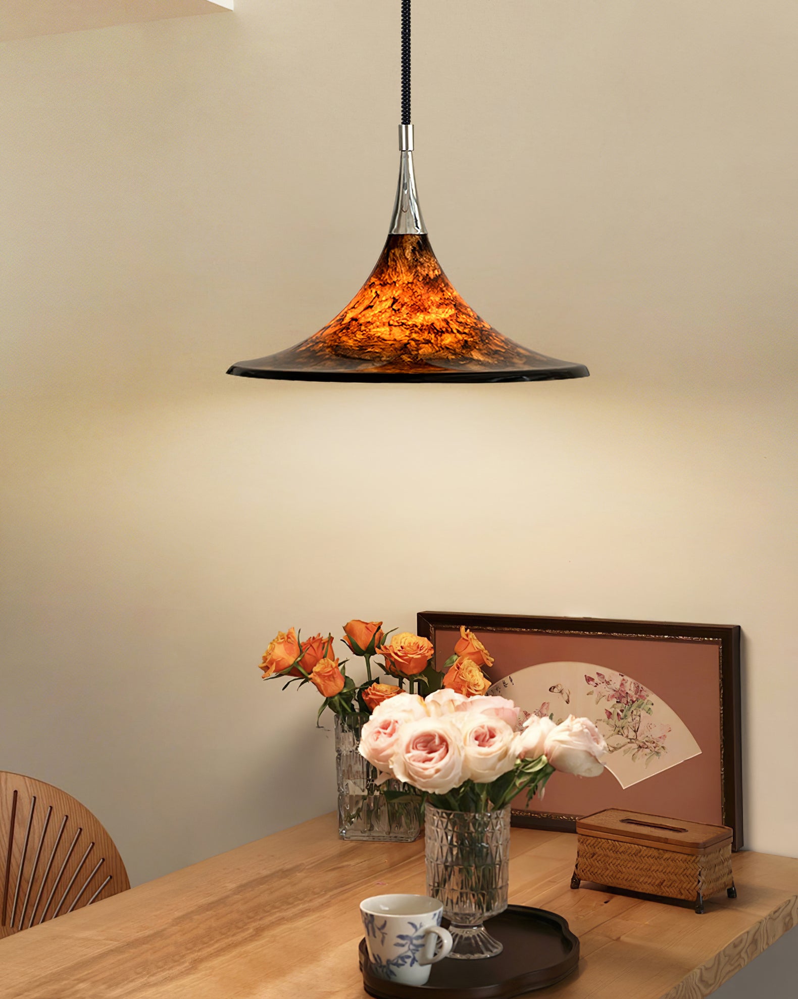 Vintage painted adjustable Pendant Light - Cueteks