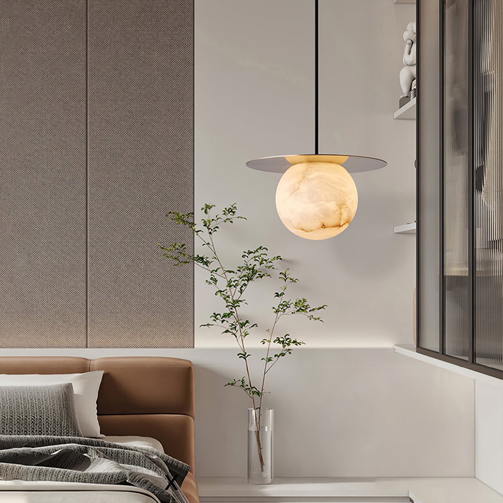 Disc Alabaster Pendant Light - Cueteks