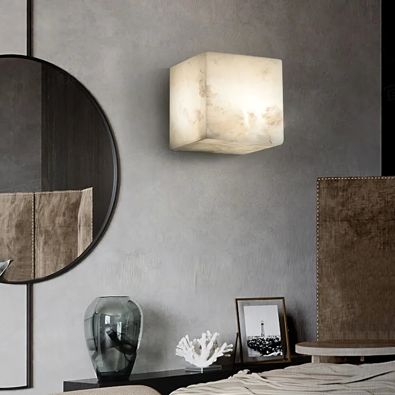 Alabaster Cube Wall Light - Cueteks
