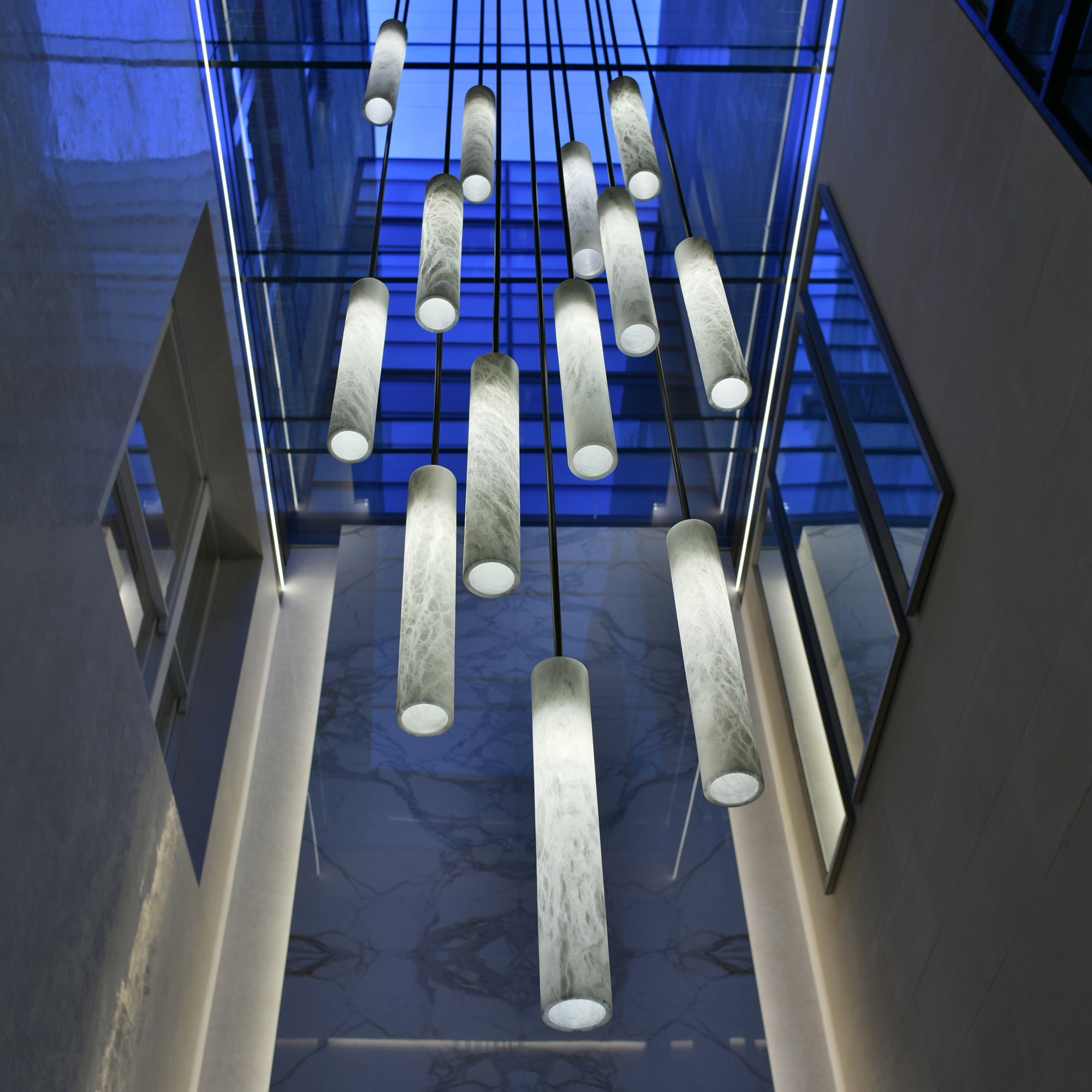 Slim Alabaster Cylinder Pendant Light - Cueteks