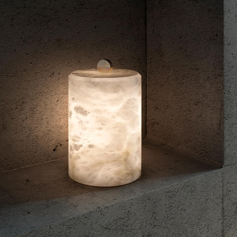 Cylindrical Alabaster Table Lamp - Cueteks